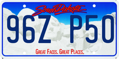 SD license plate 96ZP50