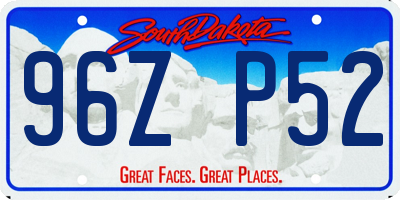 SD license plate 96ZP52