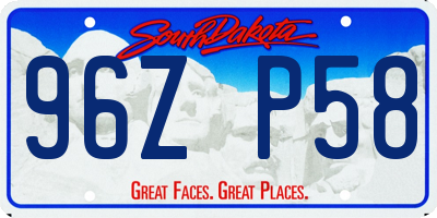 SD license plate 96ZP58