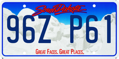 SD license plate 96ZP61