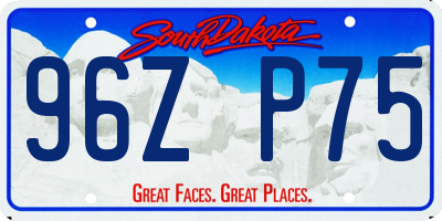 SD license plate 96ZP75