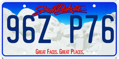 SD license plate 96ZP76