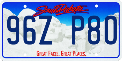 SD license plate 96ZP80