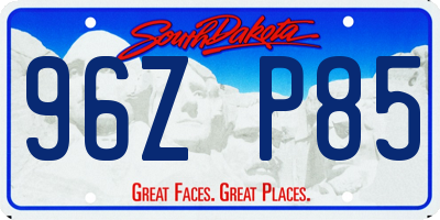 SD license plate 96ZP85
