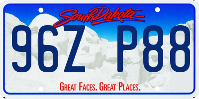 SD license plate 96ZP88