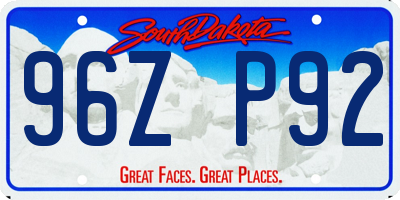 SD license plate 96ZP92