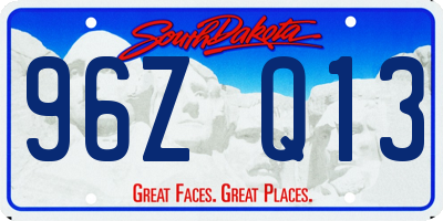 SD license plate 96ZQ13