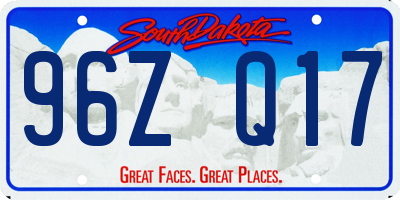 SD license plate 96ZQ17