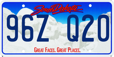 SD license plate 96ZQ20