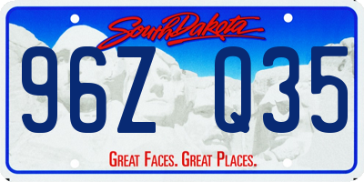 SD license plate 96ZQ35