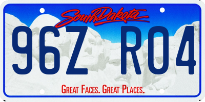 SD license plate 96ZR04