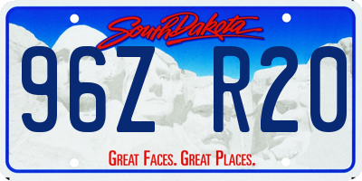 SD license plate 96ZR20
