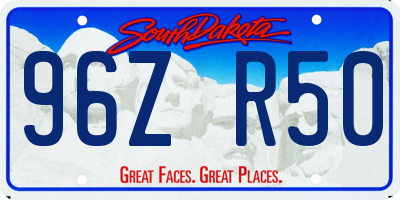 SD license plate 96ZR50