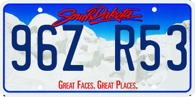 SD license plate 96ZR53
