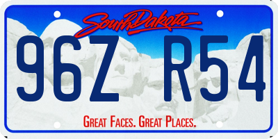 SD license plate 96ZR54