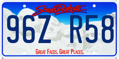 SD license plate 96ZR58