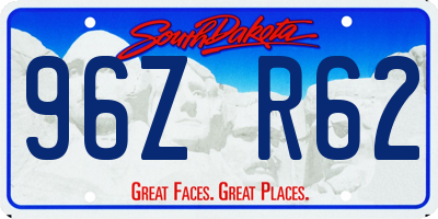 SD license plate 96ZR62
