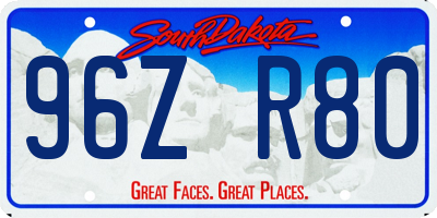 SD license plate 96ZR80