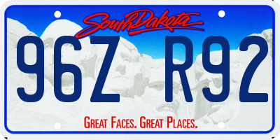 SD license plate 96ZR92