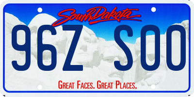 SD license plate 96ZS00