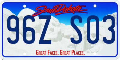 SD license plate 96ZS03