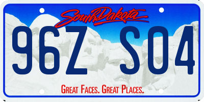 SD license plate 96ZS04