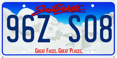 SD license plate 96ZS08