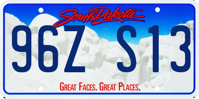 SD license plate 96ZS13