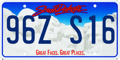 SD license plate 96ZS16