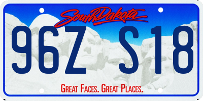 SD license plate 96ZS18