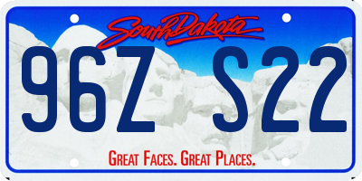 SD license plate 96ZS22