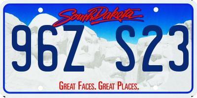 SD license plate 96ZS23