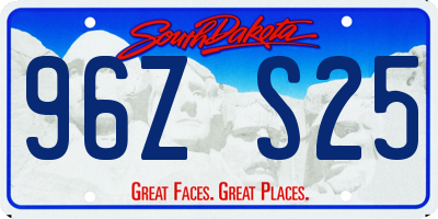 SD license plate 96ZS25