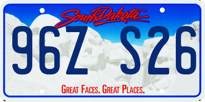 SD license plate 96ZS26