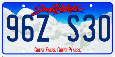 SD license plate 96ZS30