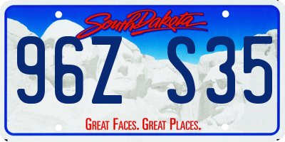 SD license plate 96ZS35