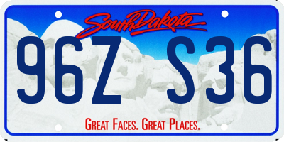 SD license plate 96ZS36