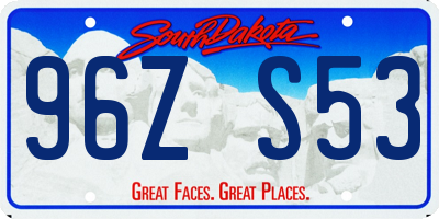 SD license plate 96ZS53