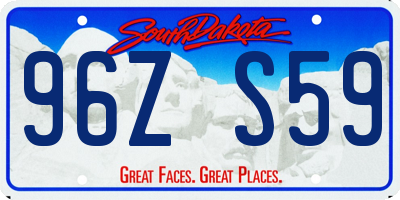 SD license plate 96ZS59