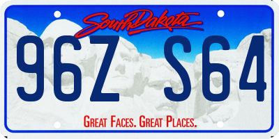 SD license plate 96ZS64