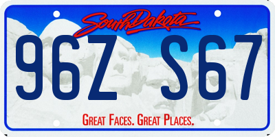 SD license plate 96ZS67