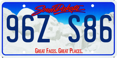 SD license plate 96ZS86