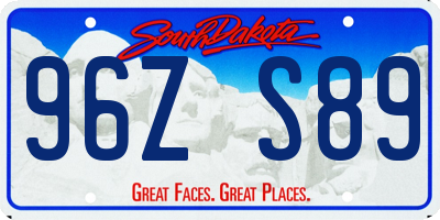 SD license plate 96ZS89
