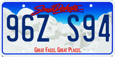 SD license plate 96ZS94