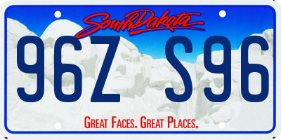 SD license plate 96ZS96
