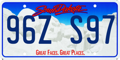 SD license plate 96ZS97
