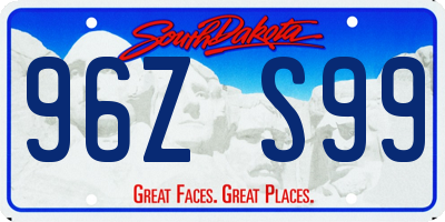 SD license plate 96ZS99