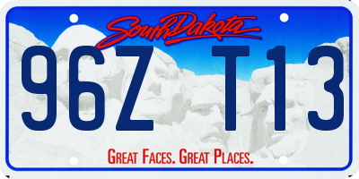 SD license plate 96ZT13