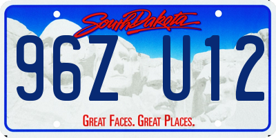 SD license plate 96ZU12