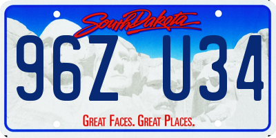 SD license plate 96ZU34